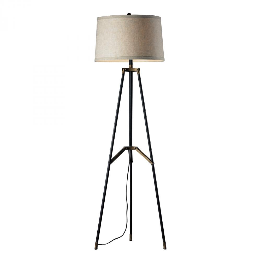 Tripod Floor Lamp in Restoration Black and Aged Gold